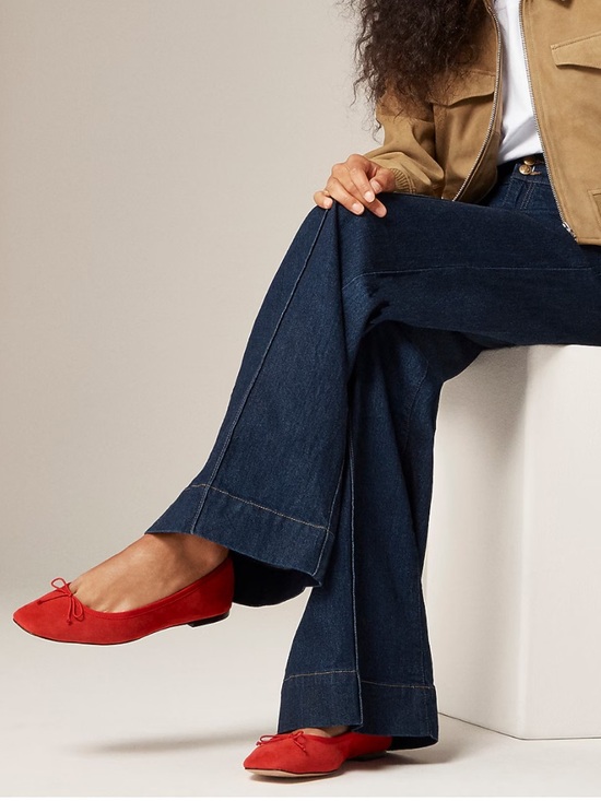 J crew radiant ruby Quinn ballet flats in suede